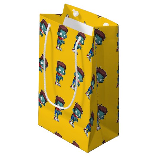 Petit Sac Cadeau Enfant zombie vert orange (Devant Angle)