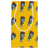 Petit Sac Cadeau Enfant zombie vert orange (Devant)