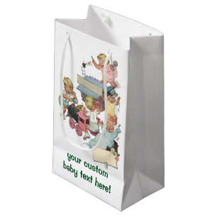 Petit Sac Cadeau Enfants d'époque s'amusant à jouer avec des trains