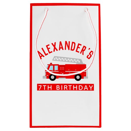 Petit Sac Cadeau Enfants Fire Truck fête d'anniversaire (Dos)