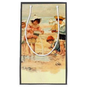 Petit Sac Cadeau Enfants victoriens vintage à la plage Beaux-Arts