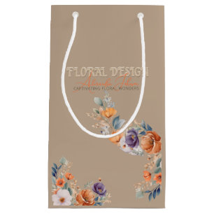 Petit Sac Cadeau Entreprise de design floral - Bohème Kraft rustiqu