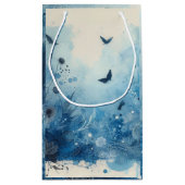 Petit Sac Cadeau Ephémère aquarelle bleue (Dos)