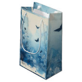 Petit Sac Cadeau Ephémère aquarelle bleue (Dos Angle)