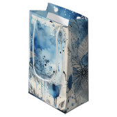 Petit Sac Cadeau Ephémère aquarelle bleue (Devant Angle)