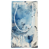 Petit Sac Cadeau Ephémère aquarelle bleue (Devant)