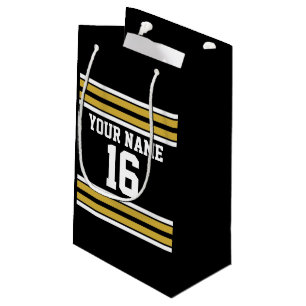 Petit Sac Cadeau Équipe cycliste Black with Gold White Stripes