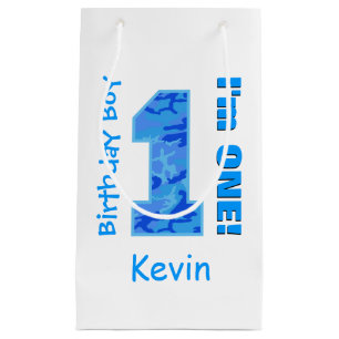 Petit Sac Cadeau ęr Garçon Camo bleu d'anniversaire un B3BZ an