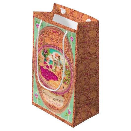 Petit Sac Cadeau Étiquette de parfum à fleurs à la française coloni (Devant Angle)