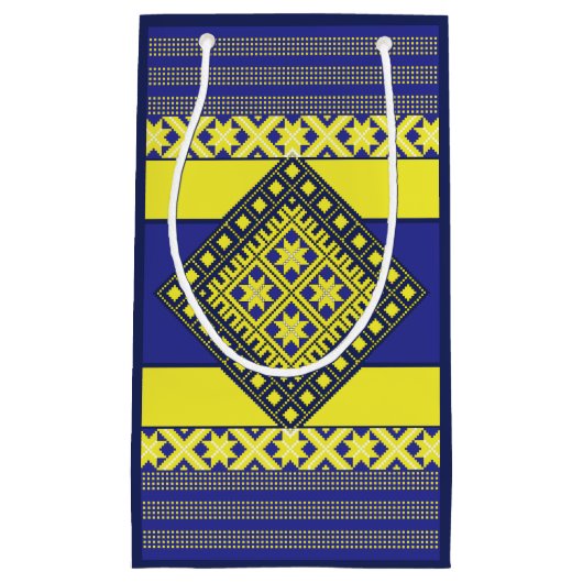 Petit Sac Cadeau étoile baltique en jaune et bleu (Devant)