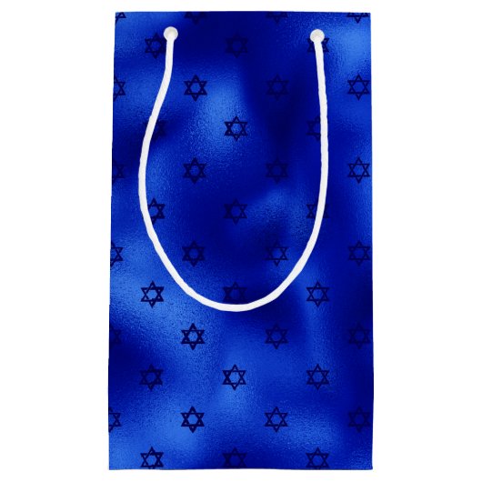 Petit Sac Cadeau Étoile de David Hanukkah bleu royal (Devant)
