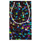 Petit Sac Cadeau étoiles brillantes sur noir (Dos)