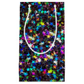 Petit Sac Cadeau étoiles brillantes sur noir (Devant)
