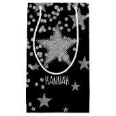 Petit Sac Cadeau Étoiles d'argent brillant Personnalisées (Devant)