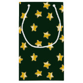 Petit Sac Cadeau étoiles d'or sur vert (Dos)