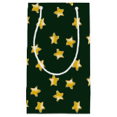 Petit Sac Cadeau étoiles d'or sur vert (Devant)