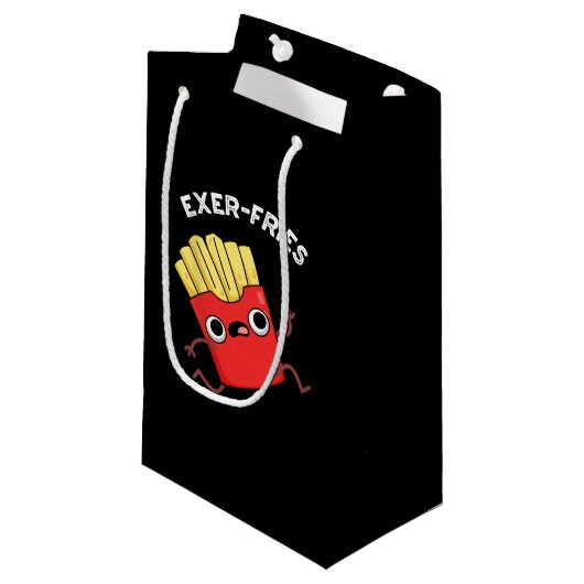 Petit Sac Cadeau Exer frites Funny Fries Puns Dark BG (Devant Angle)