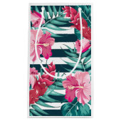 Petit Sac Cadeau Exotic Summer Floral rayé (Devant)