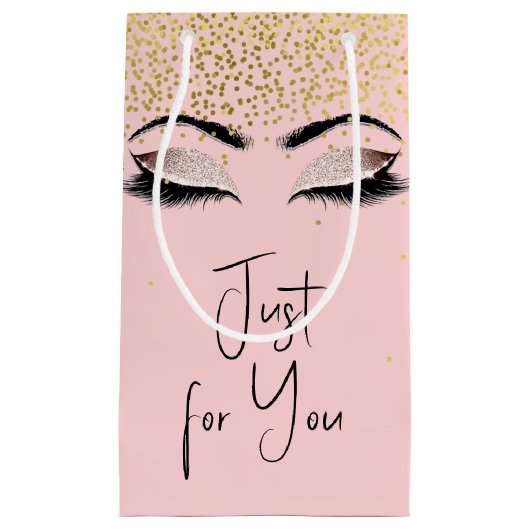 Petit Sac Cadeau Eyelashes avec Parties scintillant or (Devant)