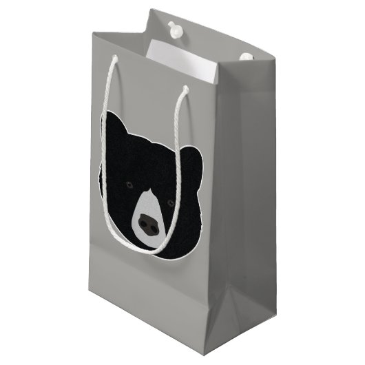 Petit Sac Cadeau Face de l'ours noir (Devant Angle)