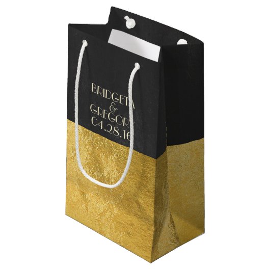Petit Sac Cadeau Faux Gold Foil et Chalkboard (Devant Angle)