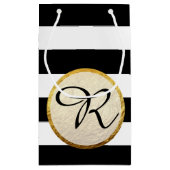 Petit Sac Cadeau Faux Gold Foil Noir Blanc Blancs Monogramme (Dos)
