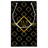 Petit Sac Cadeau FAUX Gold Geometric Pattern with Monogram on BLACK (Dos)