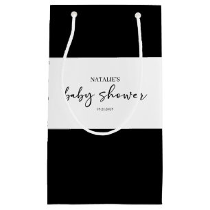 Petit Sac Cadeau Faveur de Baby Shower avec Écriture Simple Moderne