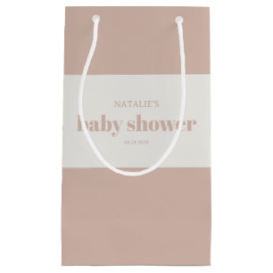 Petit Sac Cadeau Faveur de baby shower avec typographie en grès ros