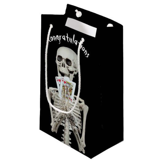 Petit Sac Cadeau Félicitations Halloween Mariage Skeleton (Devant Angle)