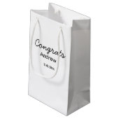 Petit Sac Cadeau Félicitations minimales simples ajouter nom date a (Dos Angle)