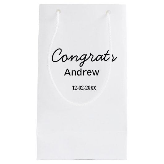 Petit Sac Cadeau Félicitations minimales simples ajouter nom date a (Devant)