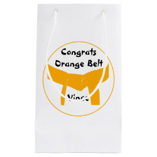 Petit Sac Cadeau Félicitations oranges de ceinture d'arts martiaux