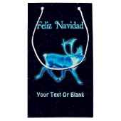 Petit Sac Cadeau Feliz Navidad - Caribou bleu (Reindeer) (Dos)