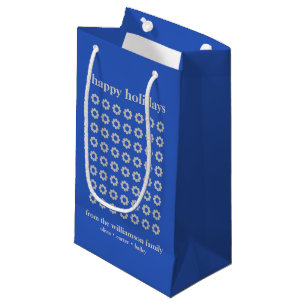 Petit Sac Cadeau Festif personnalisé Blue Holiday moderne géométriq