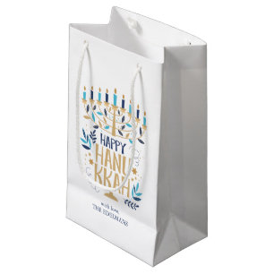 Petit Sac Cadeau Festive Menorah Hanoukka