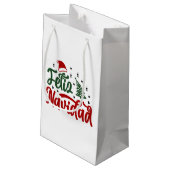 Petit Sac Cadeau Festive Rouge et Vert Feliz Navidad (Dos Angle)