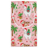 Petit Sac Cadeau Festive Sloths and Llamas Motif de vacances (Dos)
