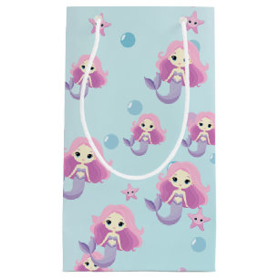 Petit Sac Cadeau Fête d'anniversaire de la mignonne fille sirène