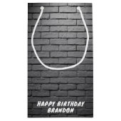 Petit Sac Cadeau Fête d'anniversaire Gris Brick Wall (Dos)