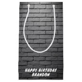 Petit Sac Cadeau Fête d'anniversaire Gris Brick Wall (Devant)