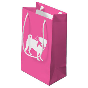 Petit Sac Cadeau Fête de la fête du chien Carlin rose