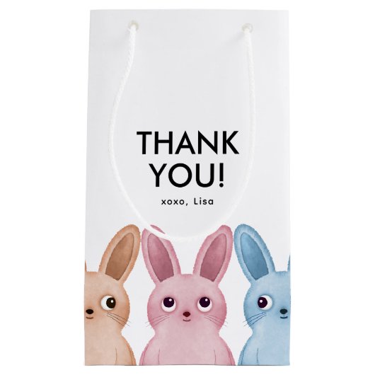 Petit Sac Cadeau Fête de lapin rose (Devant)