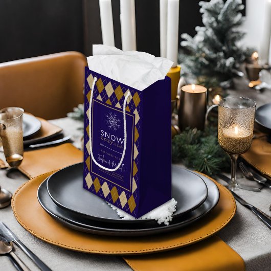 Petit Sac Cadeau Fête de Mariage d'Hiver Argyle Snow Cozy