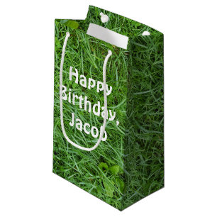 Petit Sac Cadeau fête de soie d'herbe verte