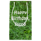 Petit Sac Cadeau fête de soie d'herbe verte (Devant)