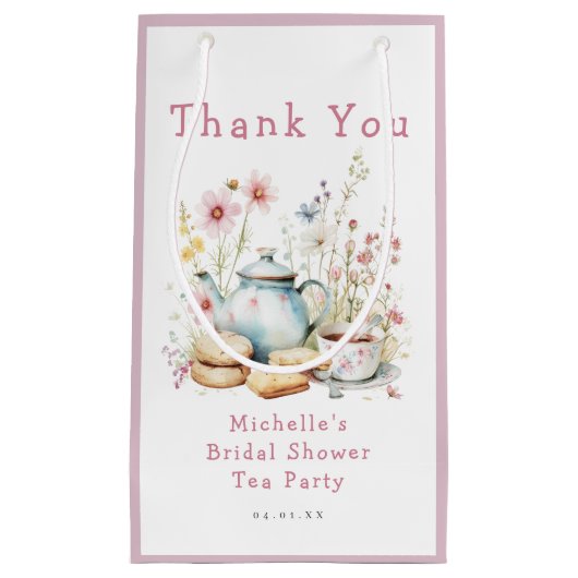 Petit Sac Cadeau Fête de thé de mariage floral (Devant)