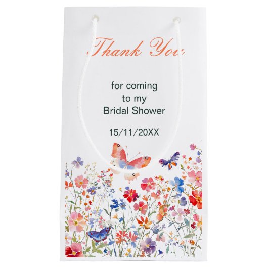 Petit Sac Cadeau Fête des mariées à papillon d'été floral (Devant)