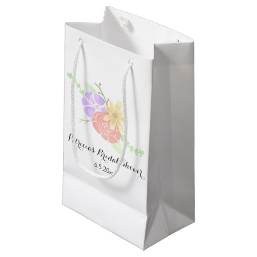 Petit Sac Cadeau Fête des mariées d'aquarelle florale moderne (Devant Angle)