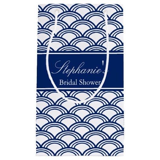 Petit Sac Cadeau Fête des mariées Motif Royal Blue Seigaiha (Devant)